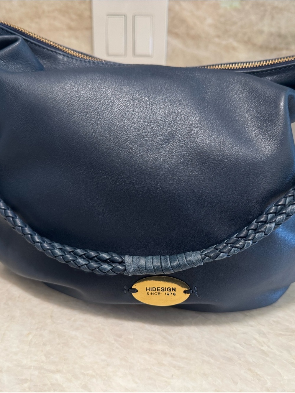 Hidesign East India Leather Blue Hobo Shoulder Bag